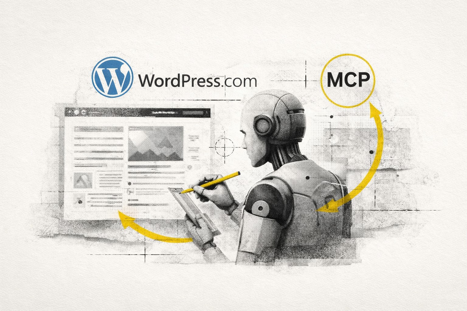 Robot IA gérant un tableau de bord WordPress